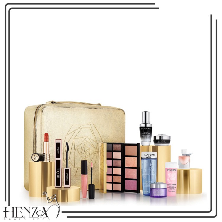 کیف آرایشی بزرگ و مسافرتی لانکوم Lancome Cosmetics Big Large Case Travel Makeup Bag Gold 
